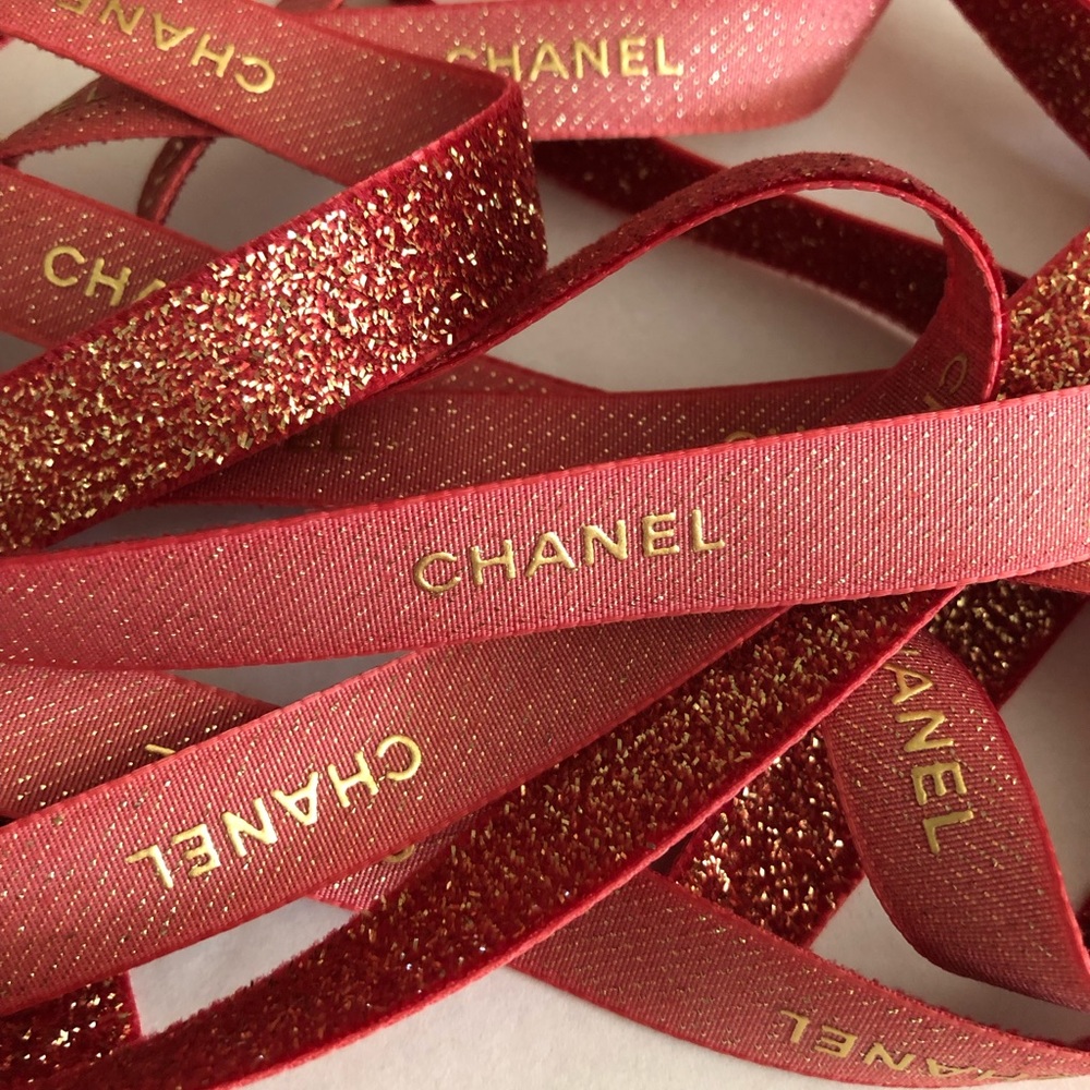 7 yards Red/Gold Chanel Ribbon